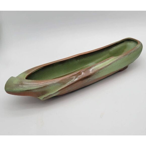 RARE  Extra Large Vintage 19.5" Oblong Prairie Green Planter - Picture 2 of 8